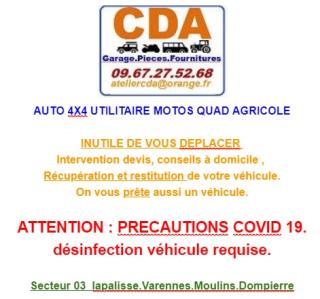 Garage atelier CDA. Garage CDA Auto. 4x4. utilitaires. moto. quad. agricole 0